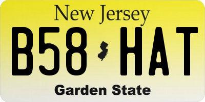 NJ license plate B58HAT