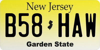 NJ license plate B58HAW