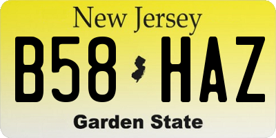 NJ license plate B58HAZ