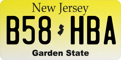 NJ license plate B58HBA