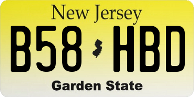 NJ license plate B58HBD