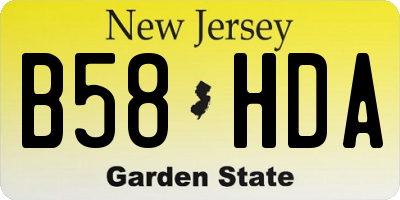 NJ license plate B58HDA