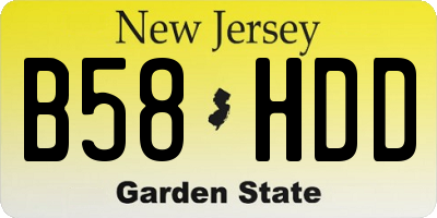 NJ license plate B58HDD