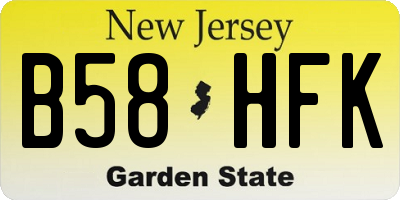 NJ license plate B58HFK