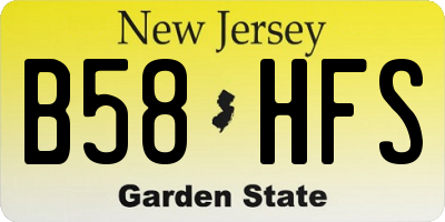 NJ license plate B58HFS