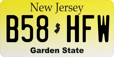 NJ license plate B58HFW