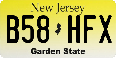 NJ license plate B58HFX