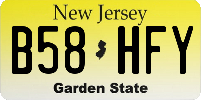 NJ license plate B58HFY