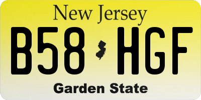 NJ license plate B58HGF