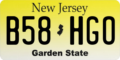 NJ license plate B58HGO