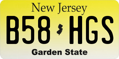 NJ license plate B58HGS