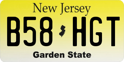NJ license plate B58HGT