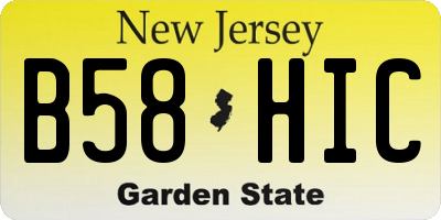 NJ license plate B58HIC