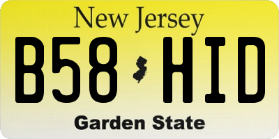 NJ license plate B58HID