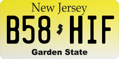 NJ license plate B58HIF