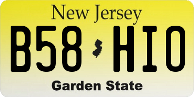 NJ license plate B58HIO