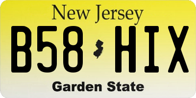 NJ license plate B58HIX