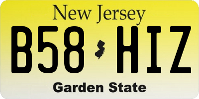 NJ license plate B58HIZ