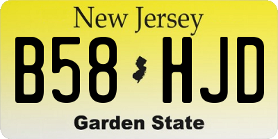 NJ license plate B58HJD