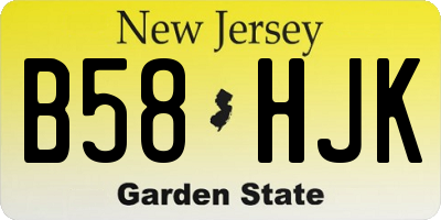 NJ license plate B58HJK