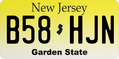 NJ license plate B58HJN