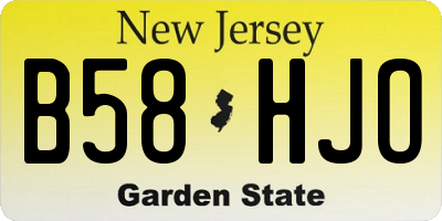 NJ license plate B58HJO