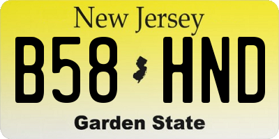 NJ license plate B58HND