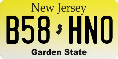 NJ license plate B58HNO