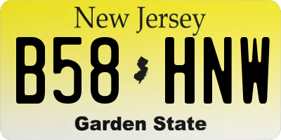 NJ license plate B58HNW