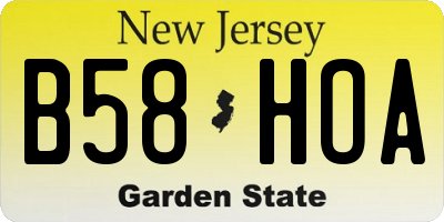 NJ license plate B58HOA