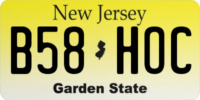 NJ license plate B58HOC
