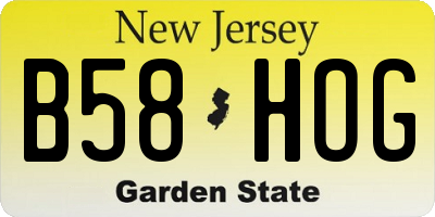 NJ license plate B58HOG