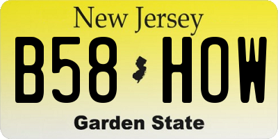 NJ license plate B58HOW