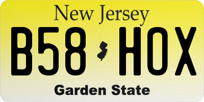 NJ license plate B58HOX