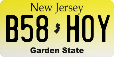NJ license plate B58HOY