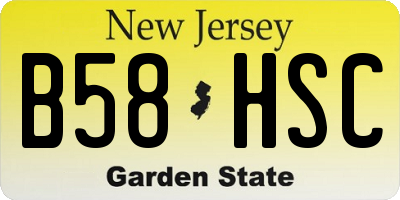 NJ license plate B58HSC