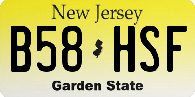 NJ license plate B58HSF