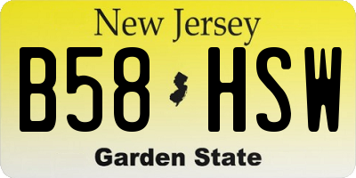 NJ license plate B58HSW