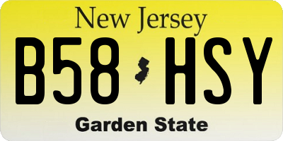 NJ license plate B58HSY