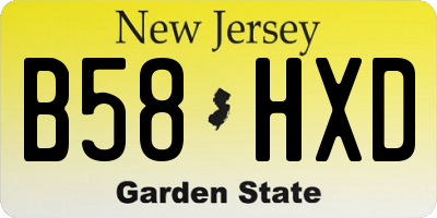 NJ license plate B58HXD
