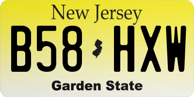 NJ license plate B58HXW