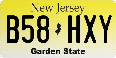 NJ license plate B58HXY