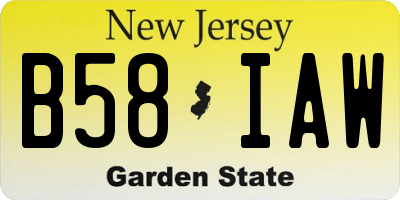 NJ license plate B58IAW