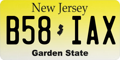 NJ license plate B58IAX