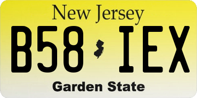 NJ license plate B58IEX