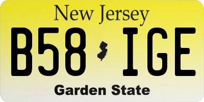 NJ license plate B58IGE
