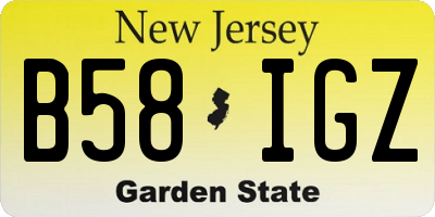 NJ license plate B58IGZ