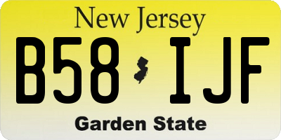 NJ license plate B58IJF