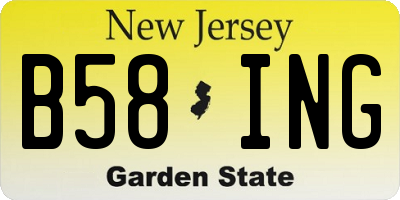NJ license plate B58ING