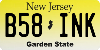 NJ license plate B58INK